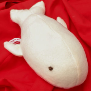 Doudou baleine ivoire et rose