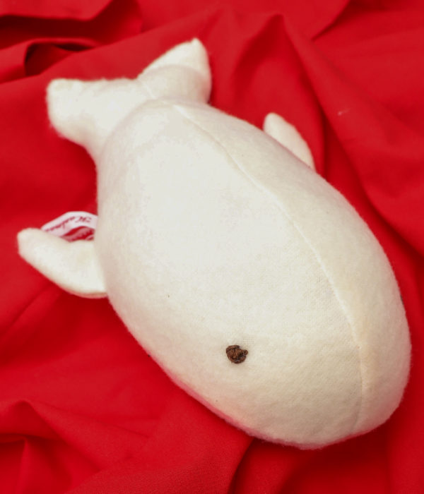 Doudou baleine ivoire et rose